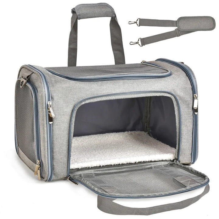 Bolsa Transporte Pet Modelo Carrier Cinza