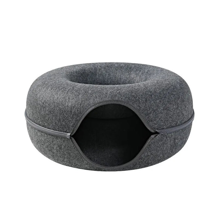 Cama Para Gato Estilo Túnel Cinza Escuro