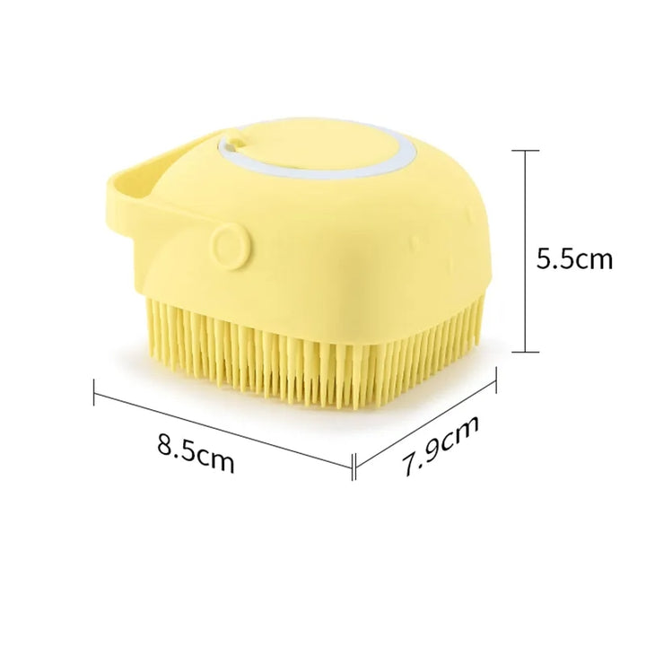 Escova de Banho Para Pet de Silicone Amarelo