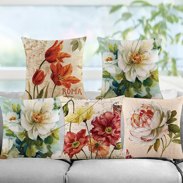 Capa de Almofada com Estampa Floral Elegante