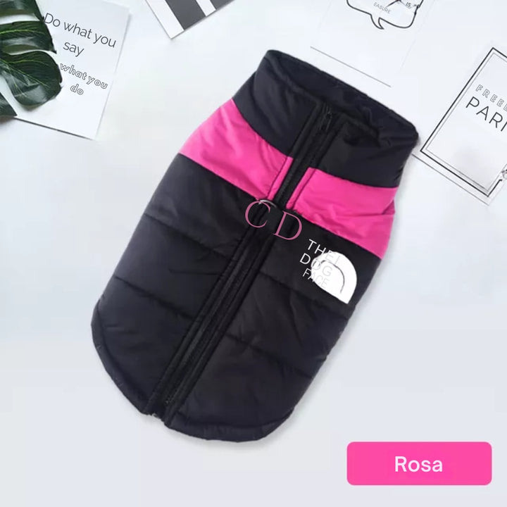 Jaqueta Acolchoada Impermeável com Zíper para Cachorro Rosa