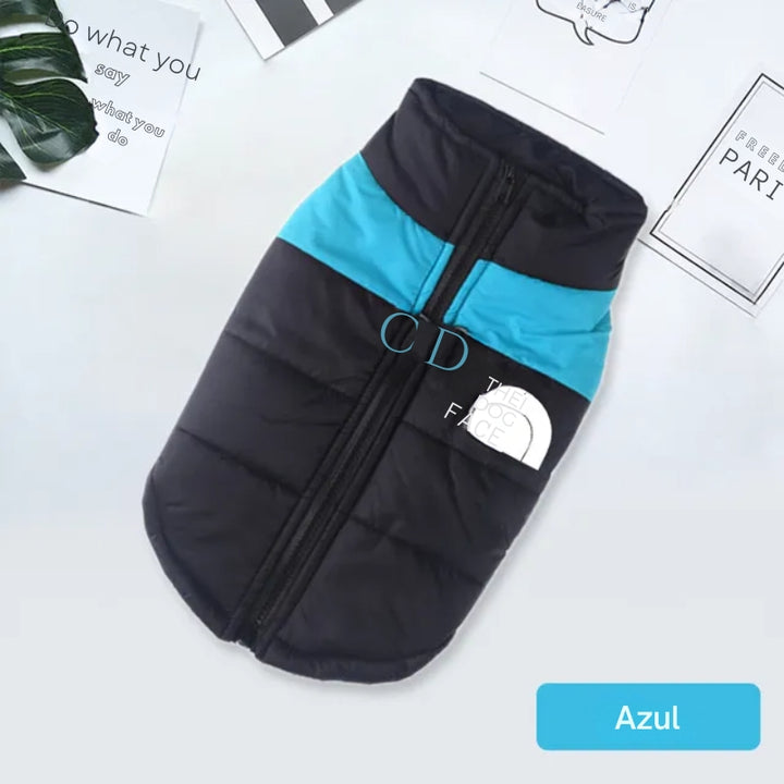 Jaqueta Acolchoada Impermeável com Zíper para Cachorro Azul