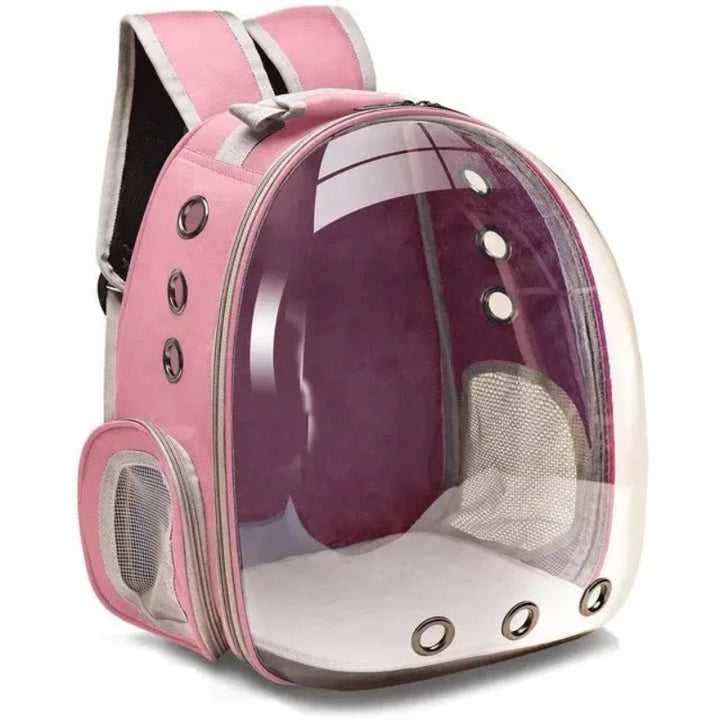 Mochila Transparente para Transportar Gato Rosa