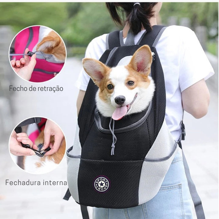 Mochila para Cachorro Portátil Preta